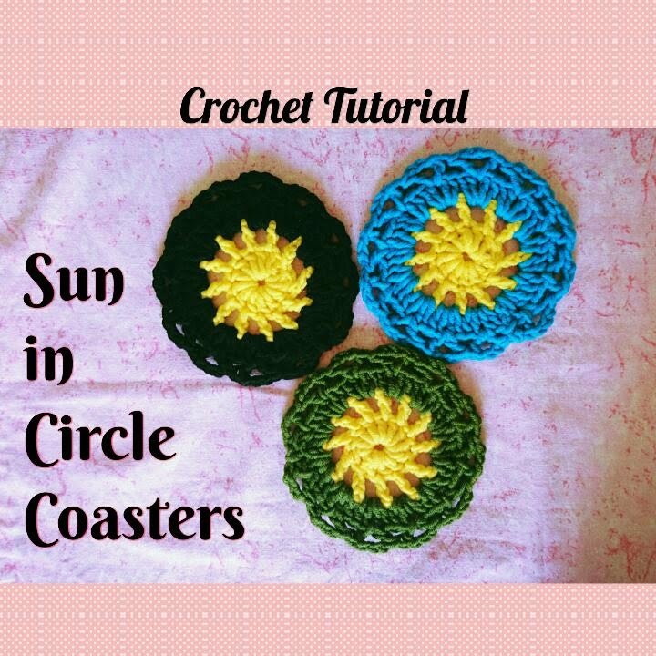 How to Crochet Cute and Easy " Sun in a Circle " Coaster (Beginner Tutorial) ♥ Pearl Gomez ♥