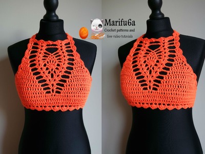 How to crochet easy halter top all sizes pattern by marifu6a