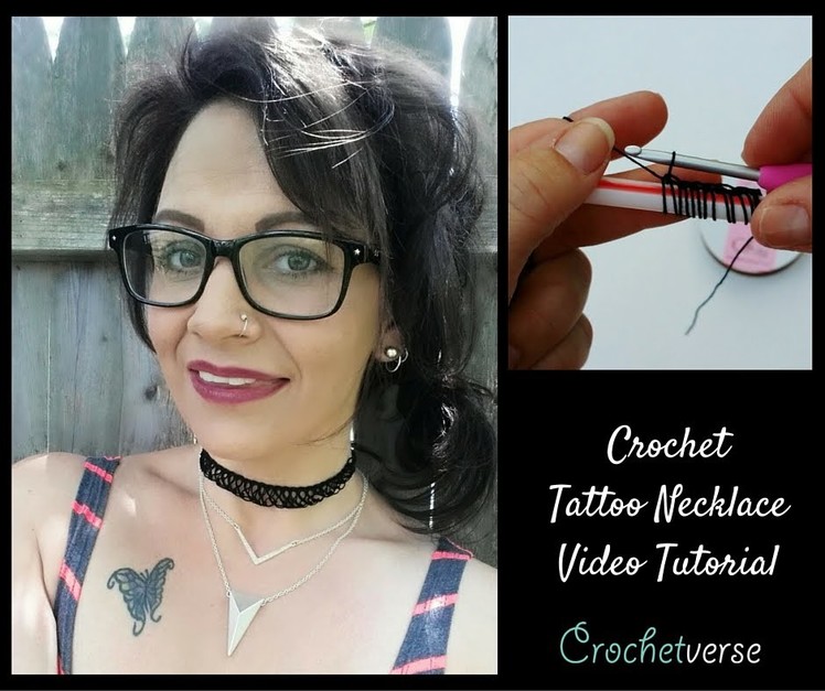 How to Crochet Tattoo Necklace - Broomstick Lace with a STRAW!