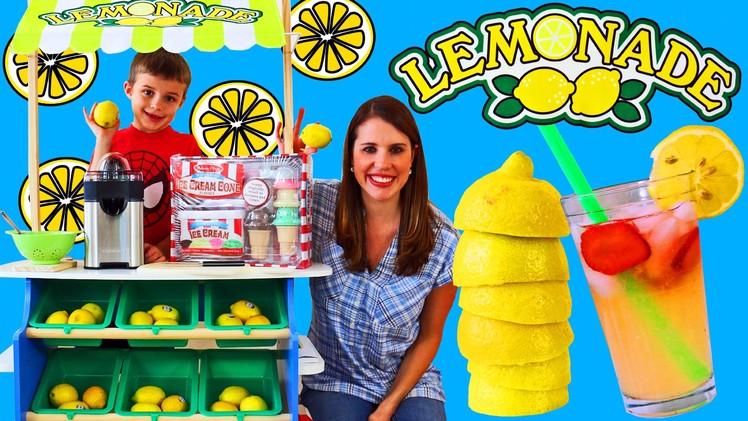 LEMONADE STAND & Ice Cream Cart With Melissa & Doug Food DIY Strawberry Lemonade Kids DisneyCarToys