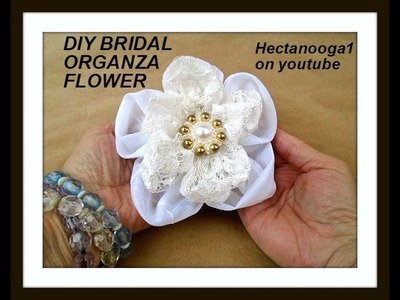 5 PETAL ORGANZA AND LACE FLOWER, how to make fabric flowers, diy fabric flowers.