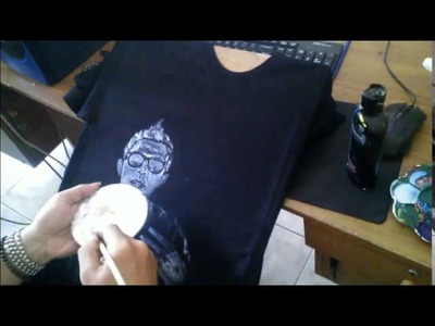 Amazing ! How to paint on Black T-shirt , Silver Edition