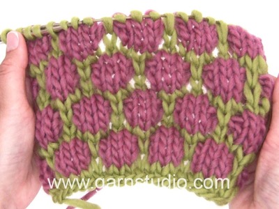 DROPS Knitting Tutorial: How to work Blister check.Coin stitch pattern