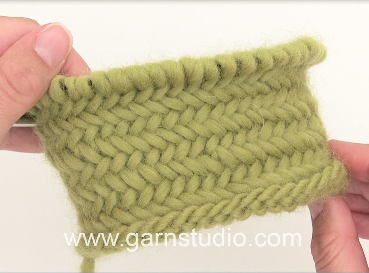 DROPS Knitting Tutorial: How to work Herringbone stitch in the round