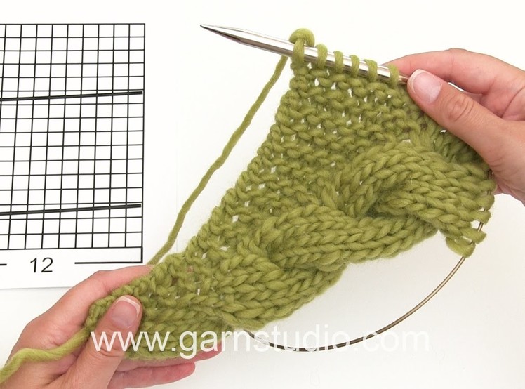 DROPS Knitting Tutorial: How to work the shawl with cable edge in DROPS 172-10