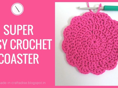 How to crochet a coaster - Easy Crochet Flower coaster tutorial using circle