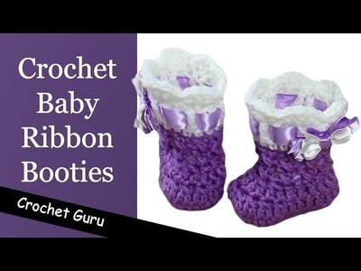 How to Crochet Baby Booties - Baby Ribbon Booties Pattern