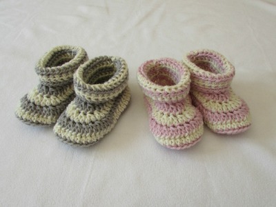 How to crochet children's cuffed booties. shoes. slippers