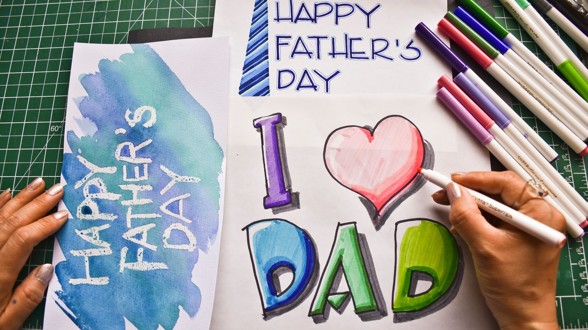 How to Draw Happy Birthday Picture to DAD I Love DAD Step by Step