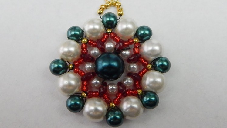 How to make a beaded pearl pendant with twin beads  beading jewelry DIY (tutorial + free pattern)