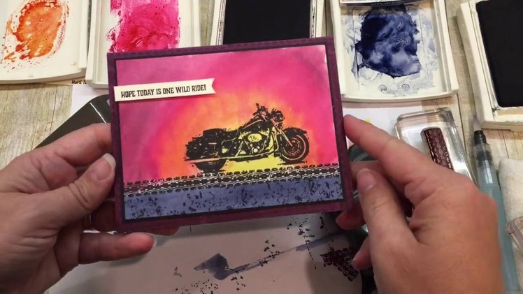 How to make a Motorcycle Sunset Card