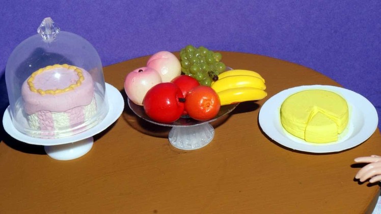 How to make cheese and fruit.cake stand for dolls, barbies and others - miniature crafts DIY