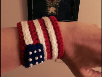 Independence Day Bracelet Cuff Free Crochet Pattern - GO USA!!