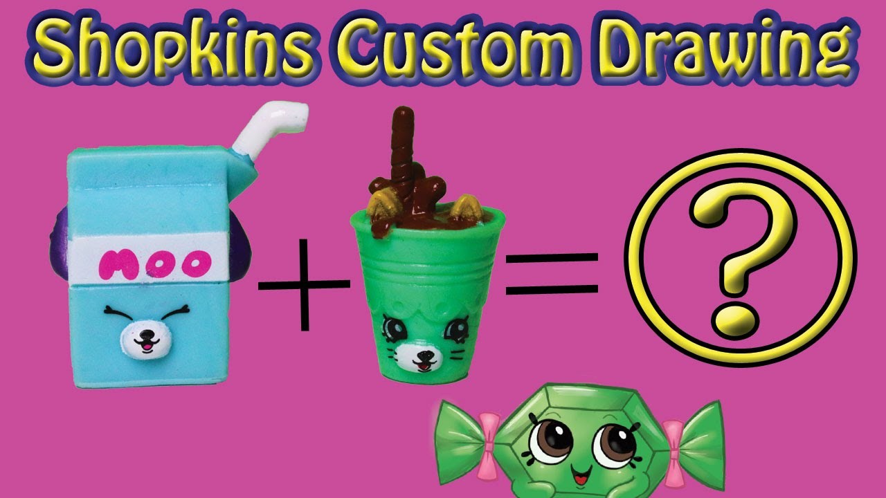 SHOPKINS CUSTOM DRAWING, Easy doodle tutorial Petkins Milk Bud. Drinky