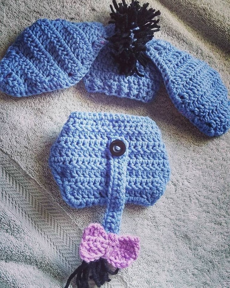 Tutorial on How to Crochet a Newborn Baby Eeyore Set. By Havoc Mayhem Creations