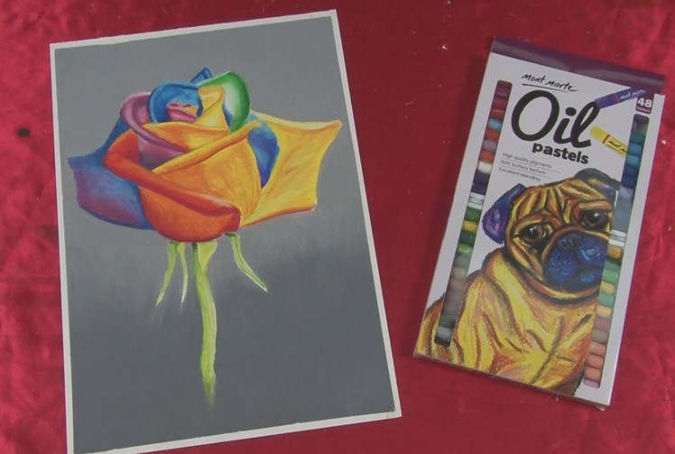 Art lesson:  How to paint a Rainbow Rose with Oil PastelsOil pastels