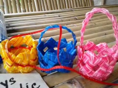 HOW TO CREATE GIVE AWAYS LITTLE BASKET MADE BY RECYCLABLE PLASTIC STRAW (INSTRUCTION)