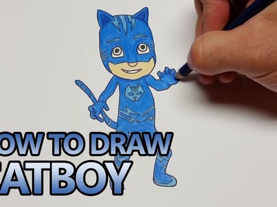 How to draw and color CATBOY from PJ Masks (Time lapse)