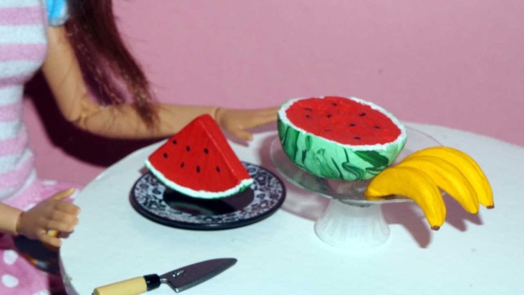 How to make a miniature banana and watermelon (fruits) for dolls, barbies and others