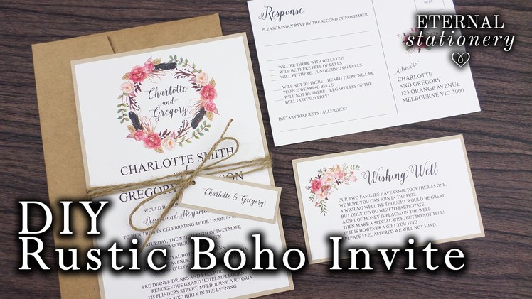 How to make a rustic. boho floral wreath wedding invitation