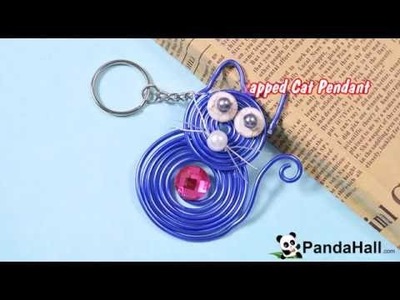 How to Make Cute Keychains with Blue Wire Wrapped Cat Pendant