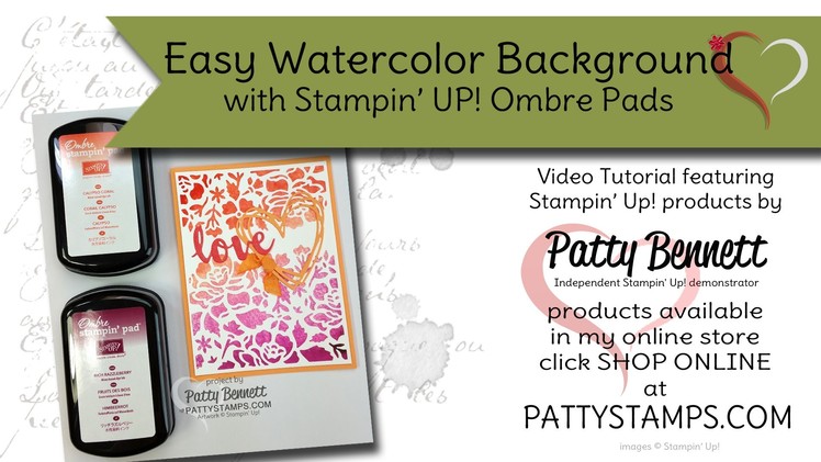 How to make easy watercolor backgrounds with Ombre pads from Stampin' Up!