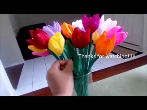 How to make paper tulip flower 2016 | origami paper tulip flowers 2016 on youtube