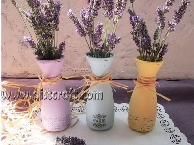 How to paint jars with chalk paint tutorial for beginners. Fast image transfer. Vintage Shabby