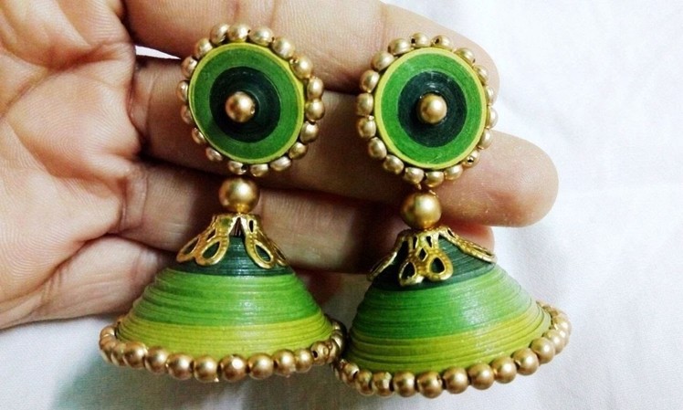 Quilling earrings jhumka making - How to make quilling earrings jhumk