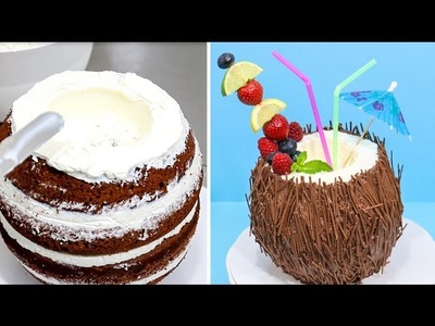 Coconut Cocktail Chocolate Cake  - How To by CakesStepbyStep