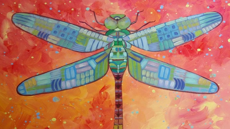 Dragonfly Acrylic Painting Tutorial | How to Paint Whimsical Tribal Art | Step by Step Instruction