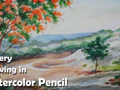How to Draw A Scenery in Watercolor Pencil