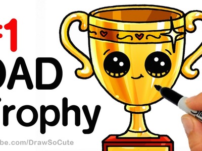 How to Draw a Trophy for DAD for Father's Day step by step Cute