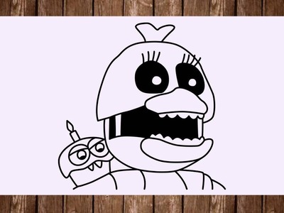 How to draw Adventure Nightmare Chica FNAF4 World face drawing