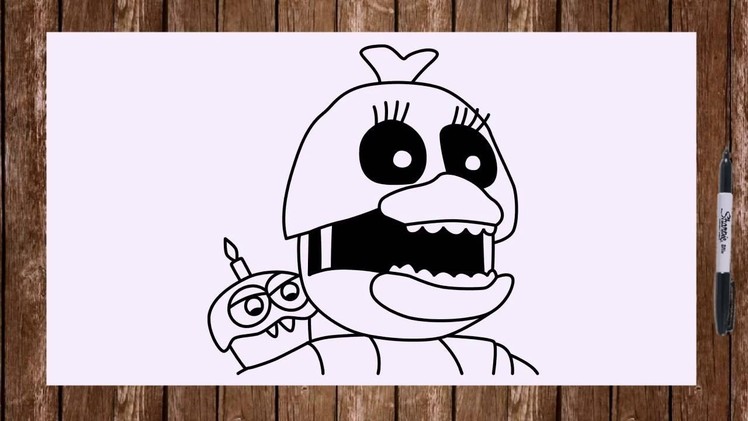 How to draw Adventure Nightmare Chica FNAF4 World face drawing