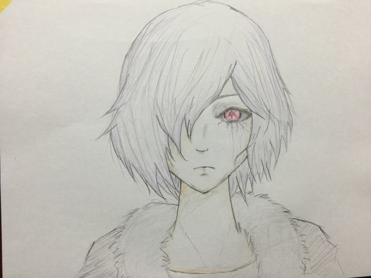 How to draw manga cool girl Tokyo ghoul colored pencil