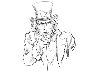 How to draw Uncle Sam