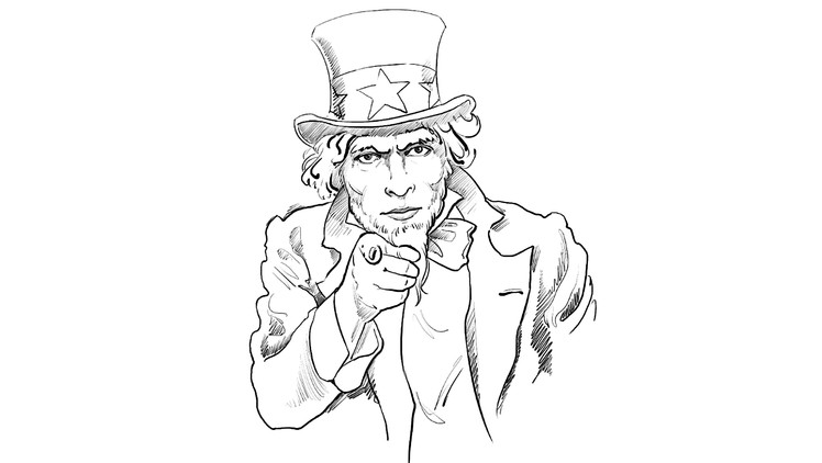 How to draw Uncle Sam