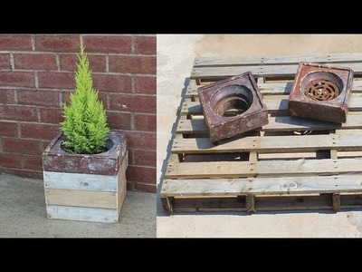 How To Make A Wooden Pallet And Drain Cover Planter With Reclaimed Materials