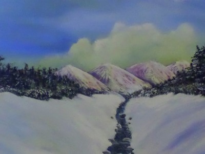 How to Paint snow, and fir trees with acrylic paint for the begining artist.