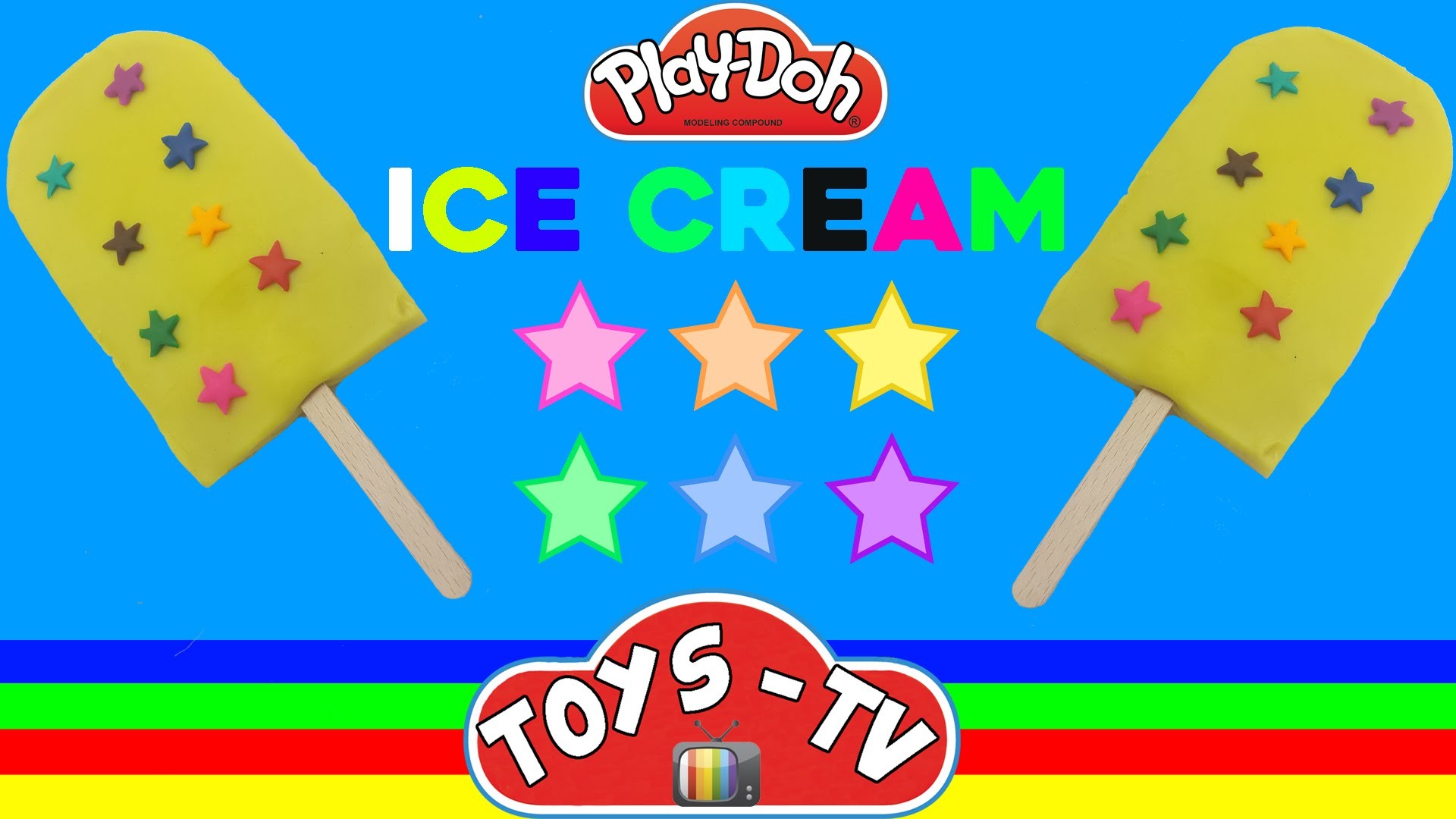 Play Doh How To Make Rainbow Stars Ice Cream With Peppa Pig FUN & Easy DIY