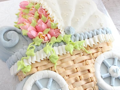 Russian Flower Piping Tips on a Buttercream Cake - How to decorate a stroller cake