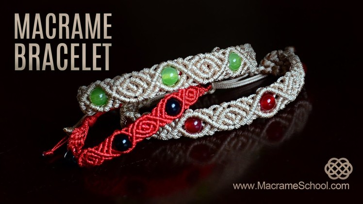 Wavy Rose Bracelet with Beads by Macrame School