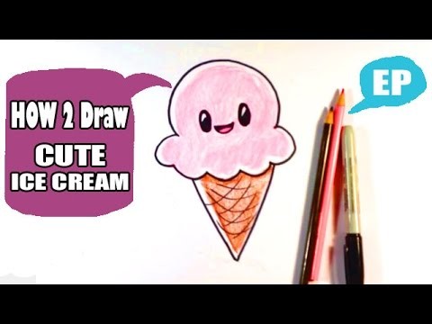 How to Draw a Cute Ice Cream Cone - Easy Pictures to Draw