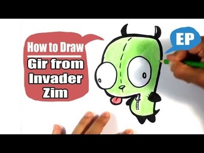 How to Draw Cute Gir from Invader Zim - Easy Pictures to Draw