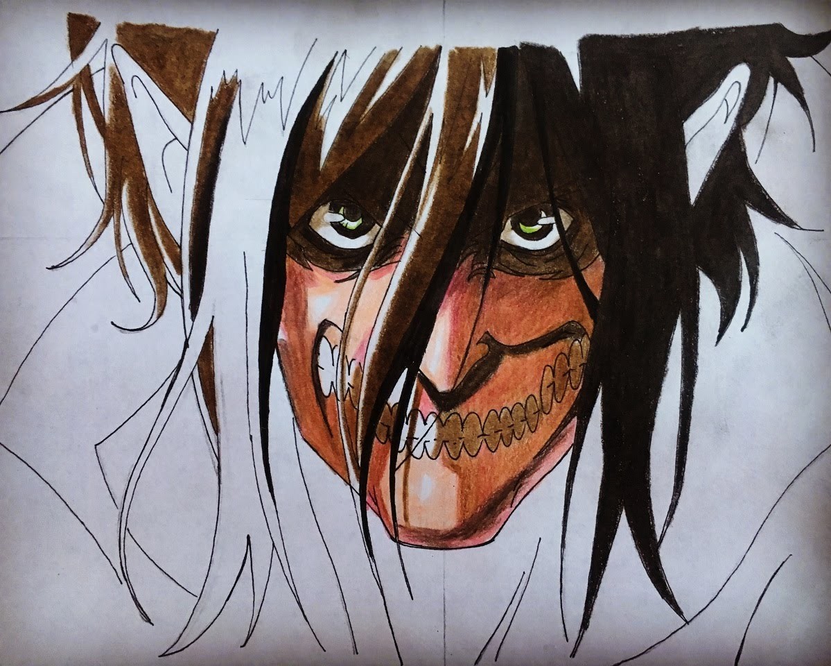 How to draw Eren titan form (Attack on Titan) step by step tutorial