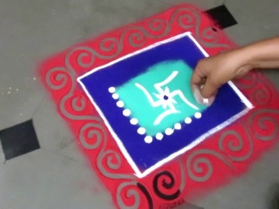How to make beautiful & nice square rangoli design