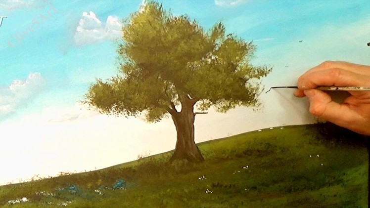 How to Paint a Tree and grass Easy, in Acrylics, Acrylic painting for beginners,#clive5art