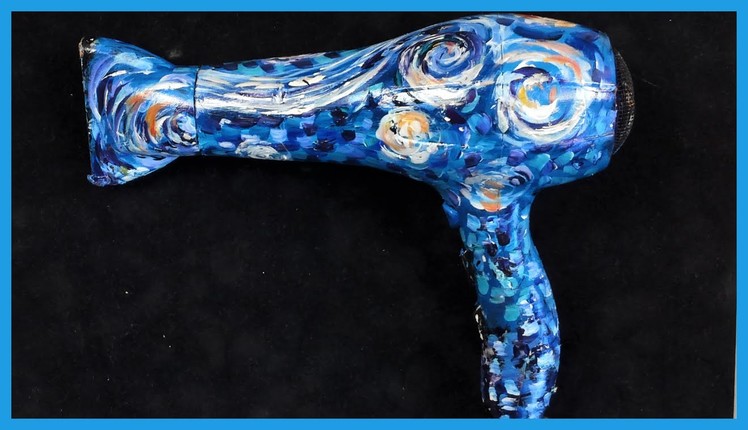 How to paint Starry Night  On  A Hair dryer with Acrylic Paint by Ginger Cook