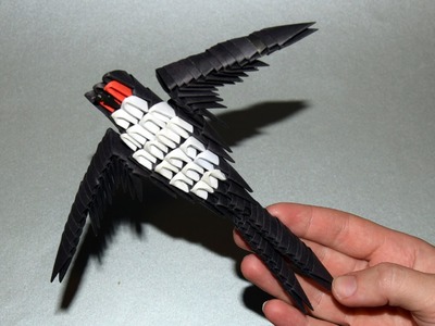 3D origami swallow (martlet) of paper tutorial